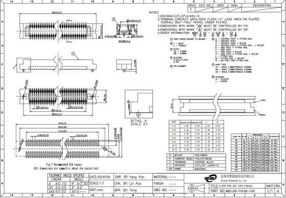 Male Board to Board Connectors 120 Pins 0.8mm Pitch BTB Connector SMT Type